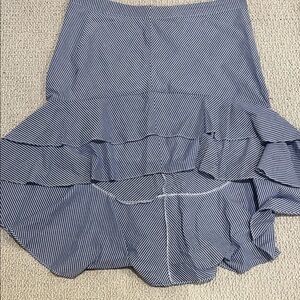 a new day Blue and White Striped Midi Skirt